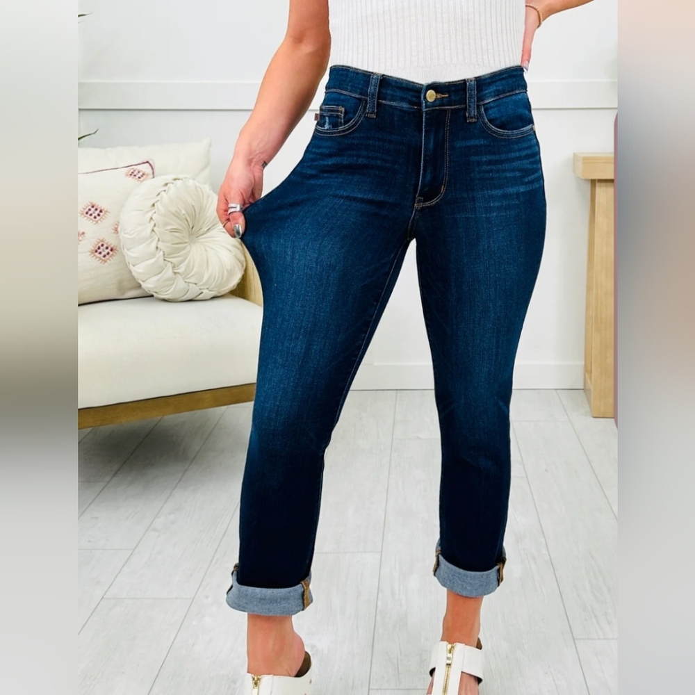 Judy Blue Dark Blue Women's Capris